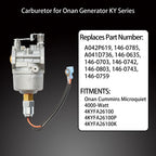 Carburetor for Onan Cummins Microquiet 4000 Generator (2000-2005)