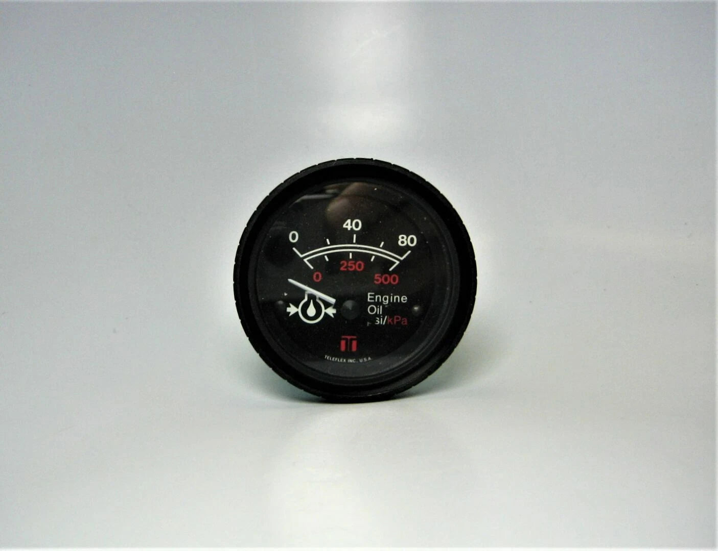 TeleFlex 53214 Oil Pressure Gauge for Marine 2-3/8" Black Face (0-80 PSI)