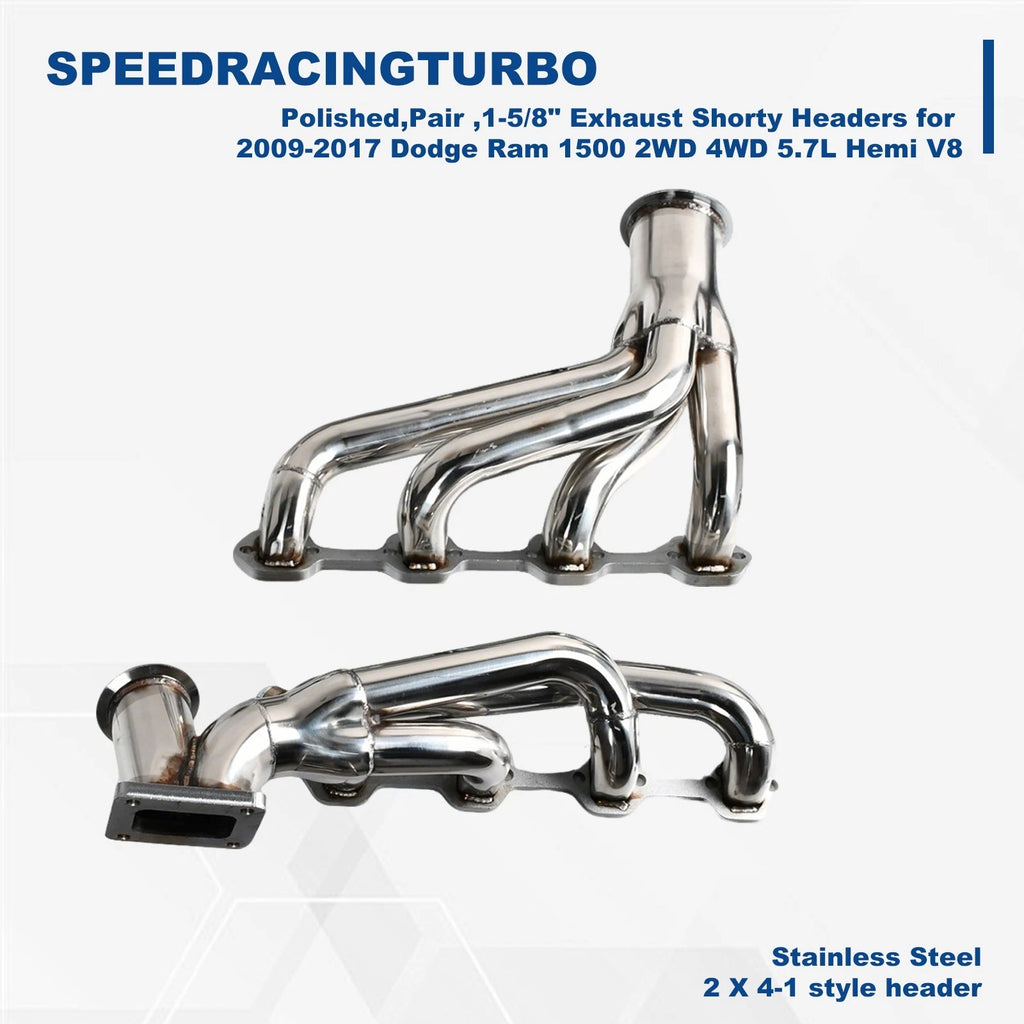 Set of 4 Stainless T4 Racing Turbo Manifold Exhaust Headers for Mustang 5.0 V8 (1982–1993)