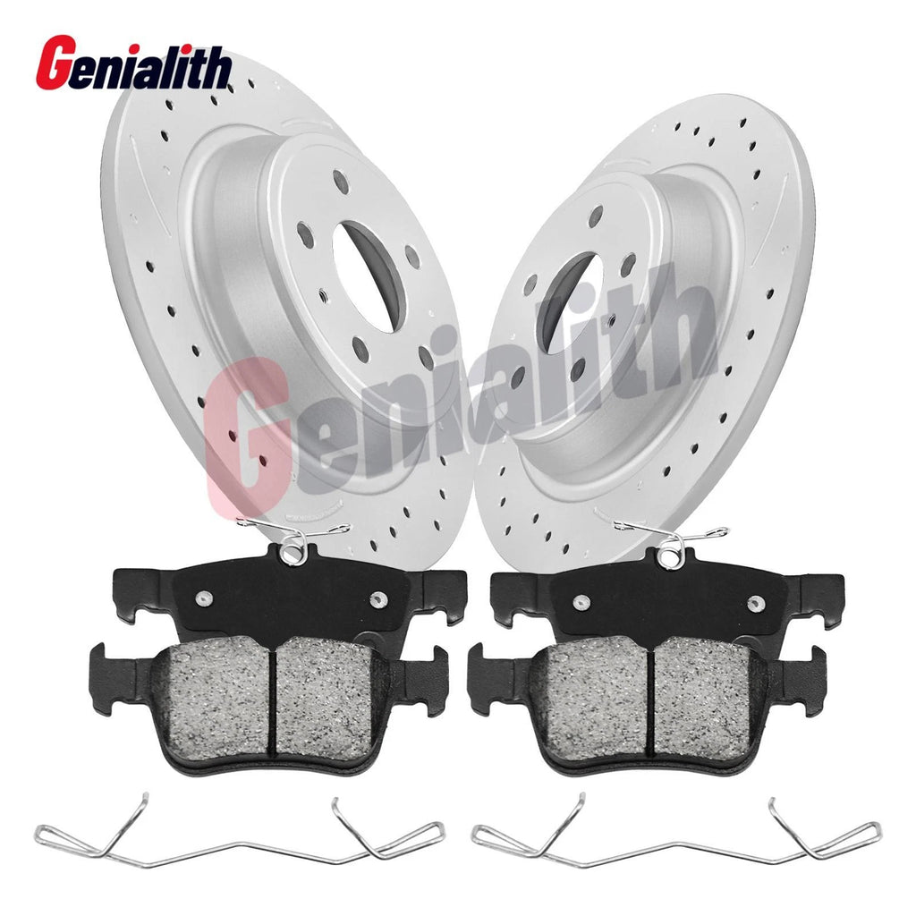 Set of 2 302mm Rear Disc Rotors & Ceramic Brake Pads for Ford Fusion Lincoln MKZ (2013–2016)