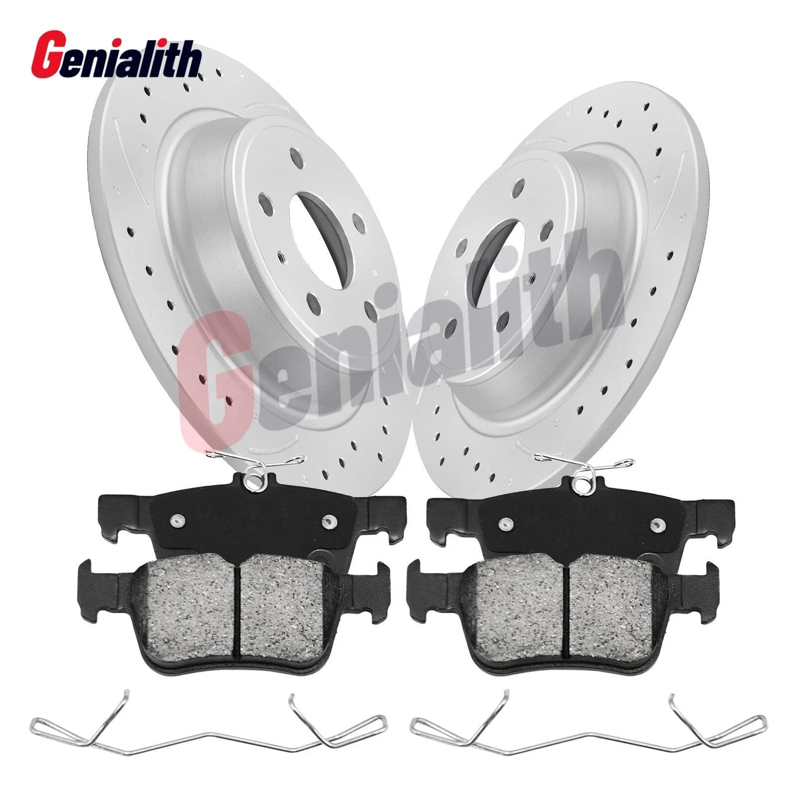 Set of 2 302mm Rear Disc Rotors & Ceramic Brake Pads for Ford Fusion Lincoln MKZ (2013–2016)