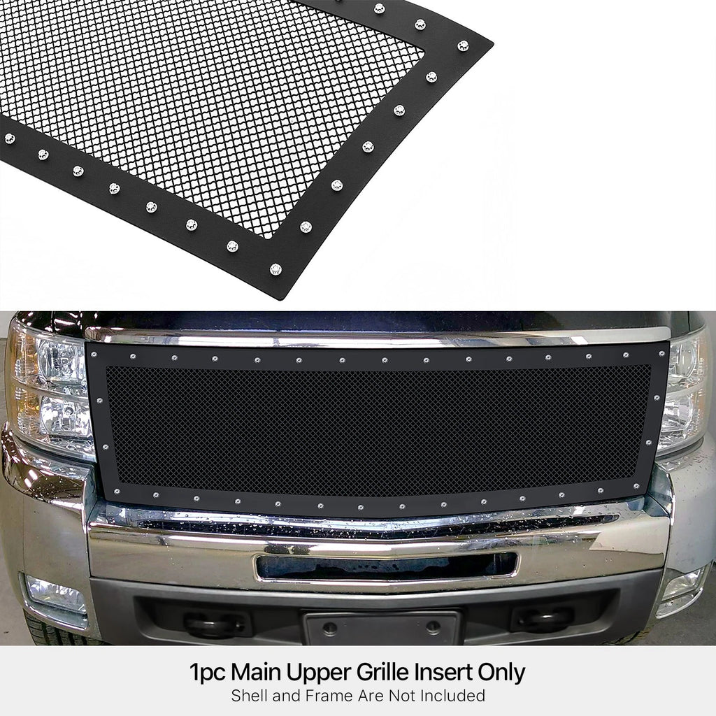 Stainless Black Rivet Mesh Grille for Chevy Silverado 2500/3500 (2007-2010)