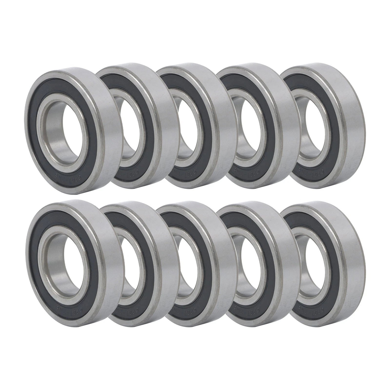 Set of 10 Deep Groove Ball Bearings 35mm x 72mm x 17mm Rubber Sealed