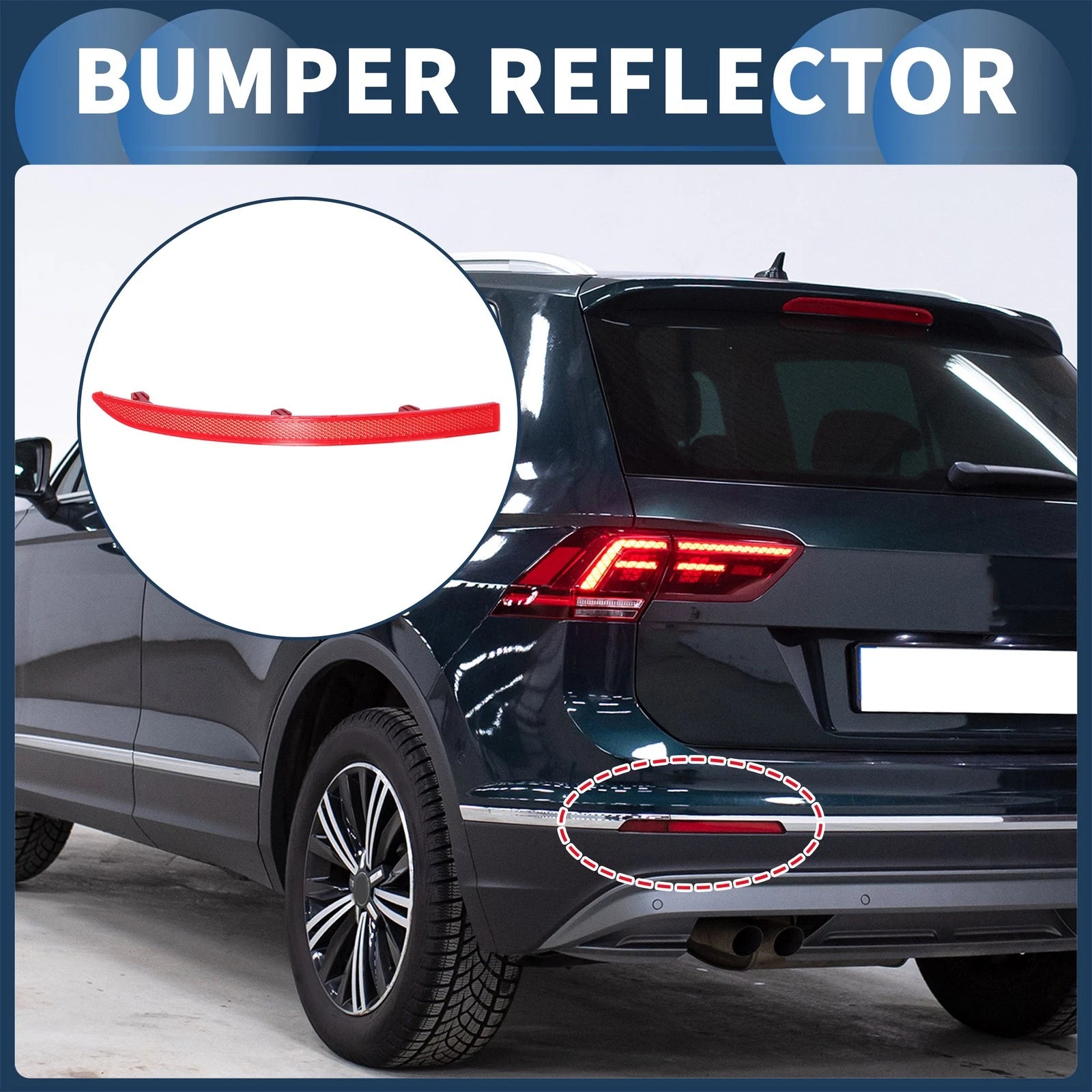 Bumper Reflector No. 5N0945105 for Volkswagen Tiguan (2010–2017) Red Rear Left