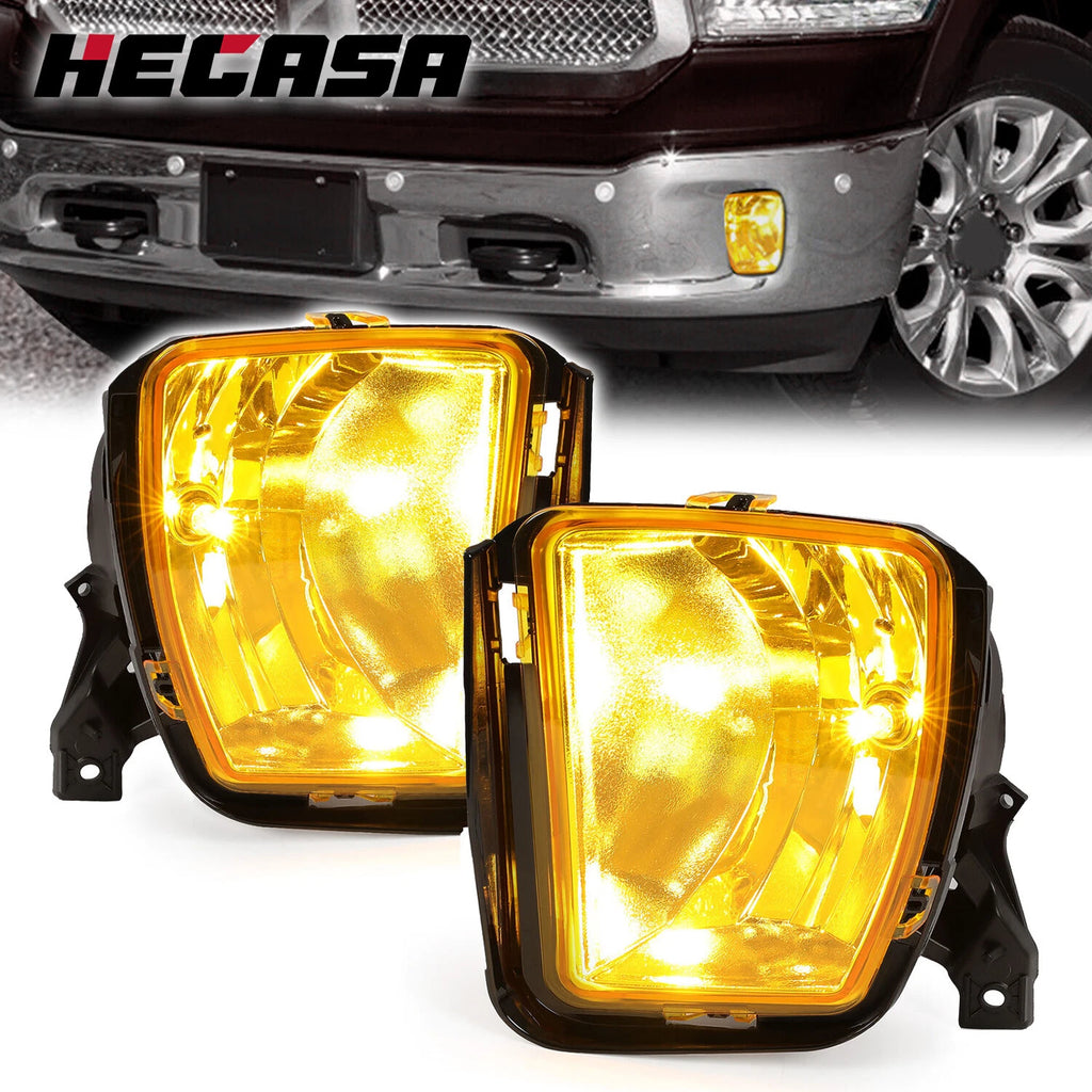 Set of 2 Amber Lens Fog Lights with Bulbs for Dodge Ram 1500 (2013–2018)