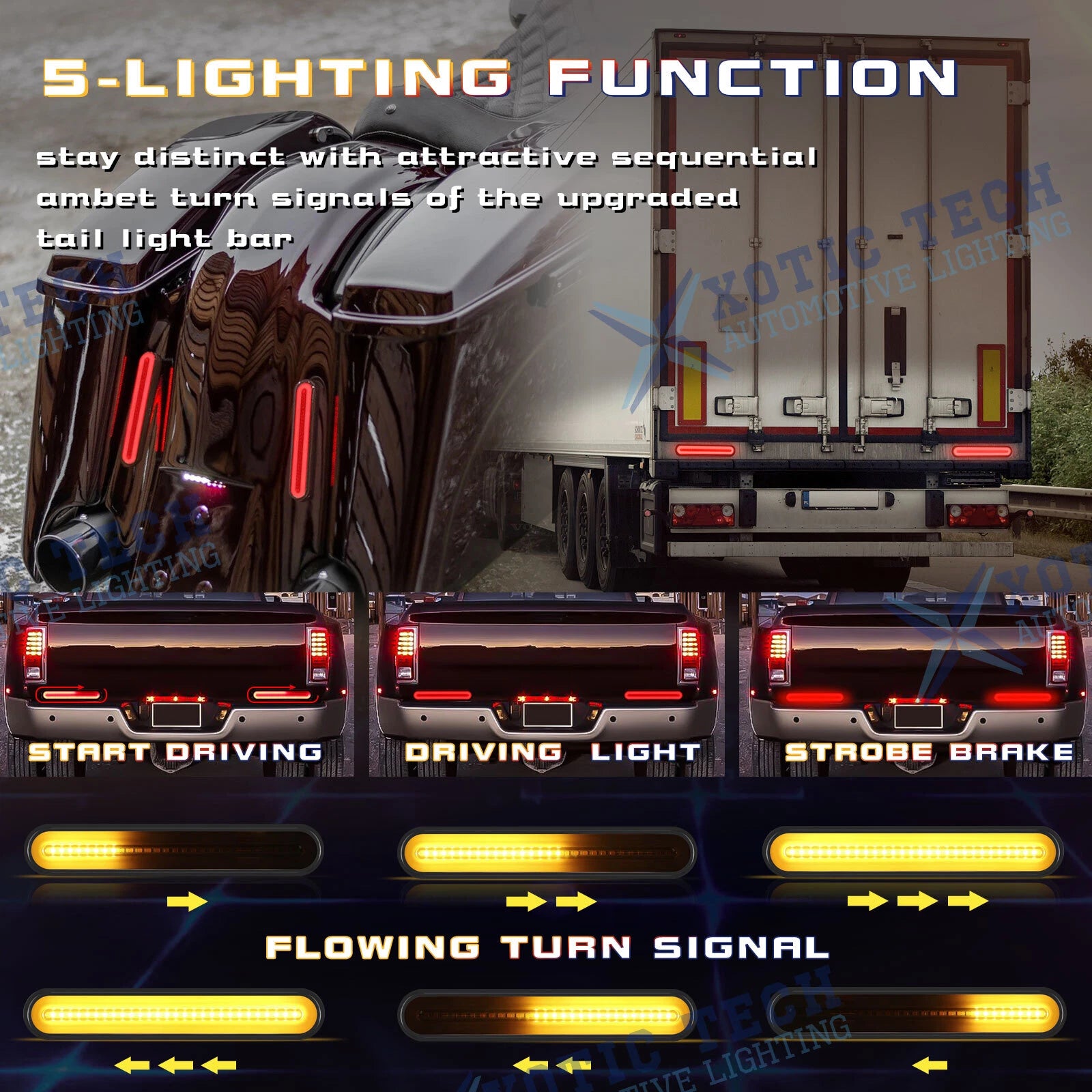 LED Flowing Turn Signal Tail Brake Running Light Bar for Dodge Ram (2009-2022)