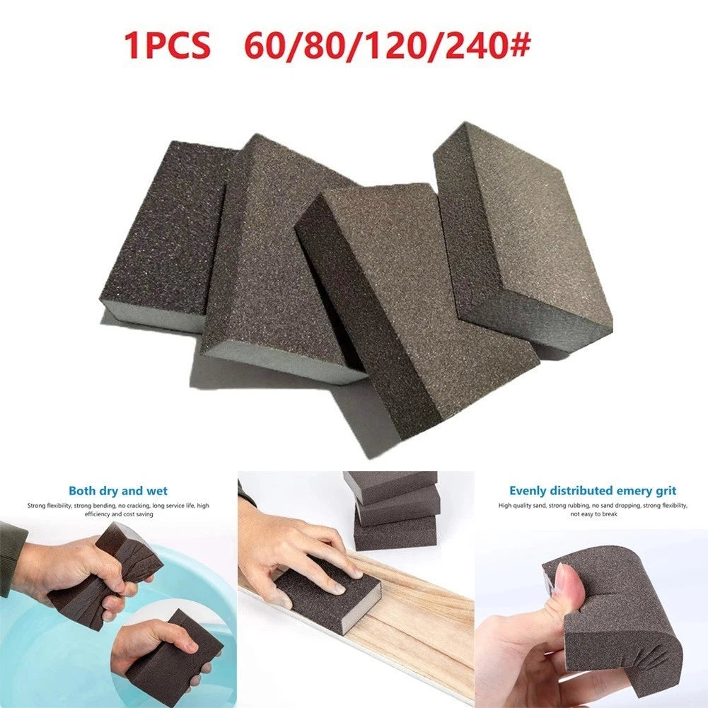 Set of 4 Wet Dry Sandpaper Sponge Sand Blocks 60 80 120 240 Grit