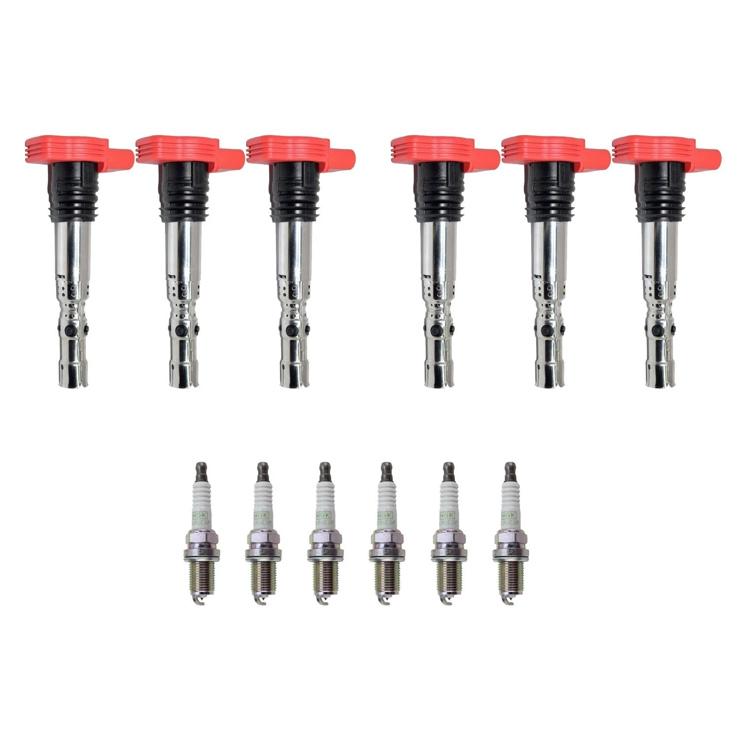 Set of 6 Ignition Coils & NGK G-Power Platinum Spark Plugs for Audi A4 A6 Quattro (2000–2006)