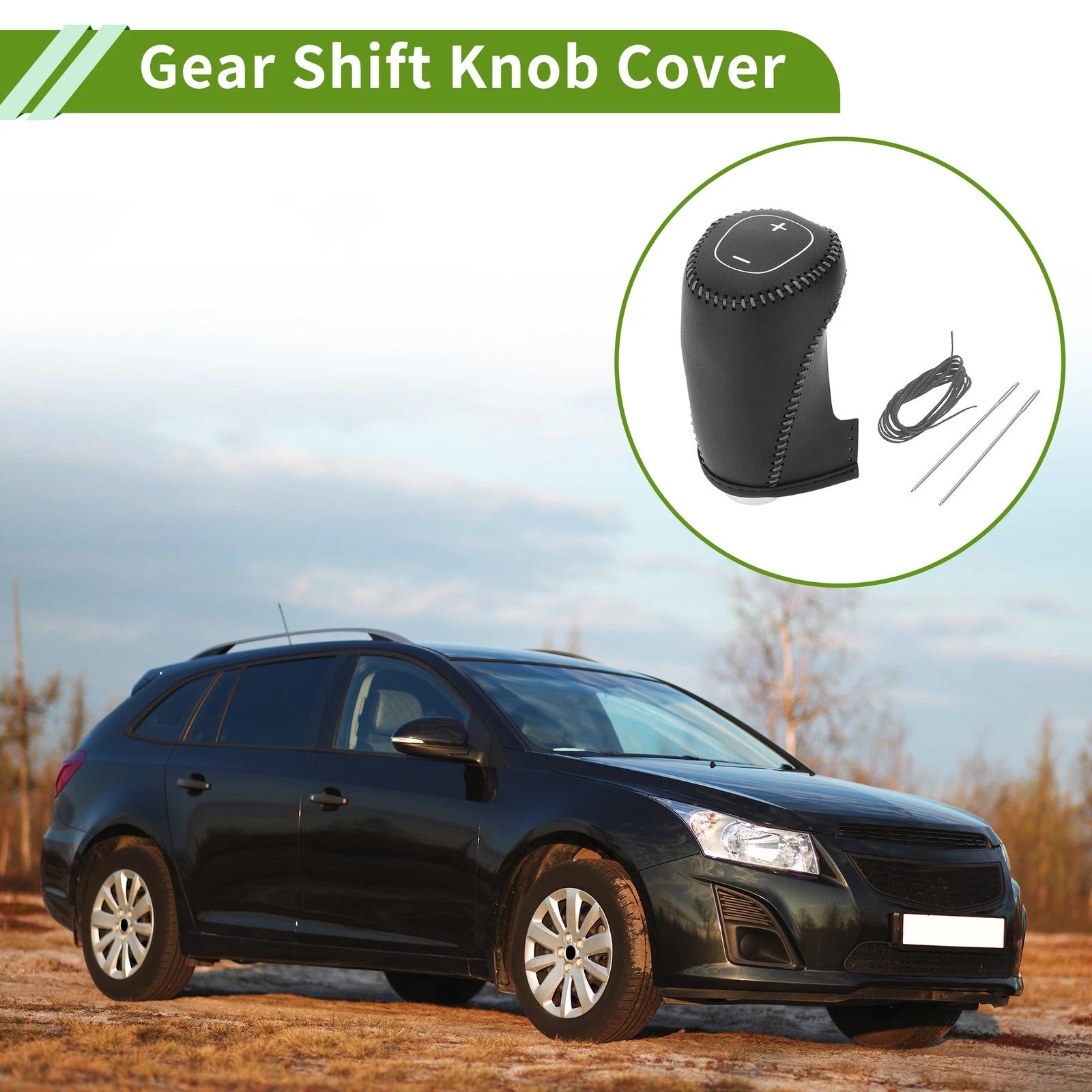 1 Pc Gear Shift Knob Cover for Chevrolet Malibu (2016–2020) Black Grey