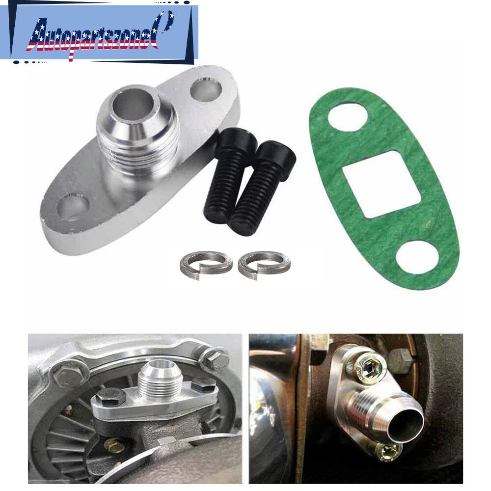 Turbo Oil Drain Outlet Flange Gasket Adapter Kit 10AN for T3 T4