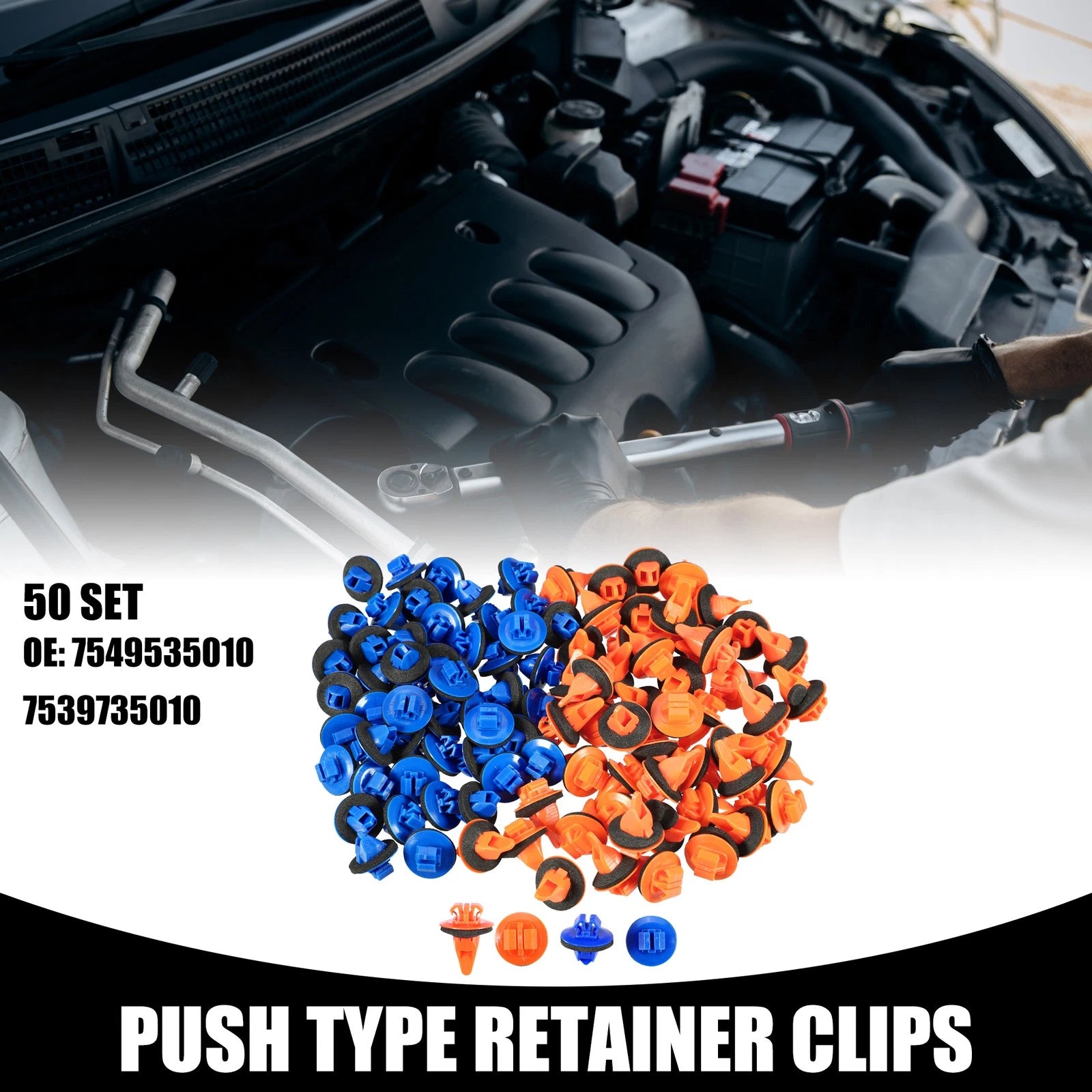 Set of 50 Fender Flare Clips No. 7549535010/7539735010 for Toyota 4Runner (2003–2023)