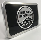 Tow Hitch Cover for Jeep Trail Rated Billet Aluminum Black Emblem (2015–2020)