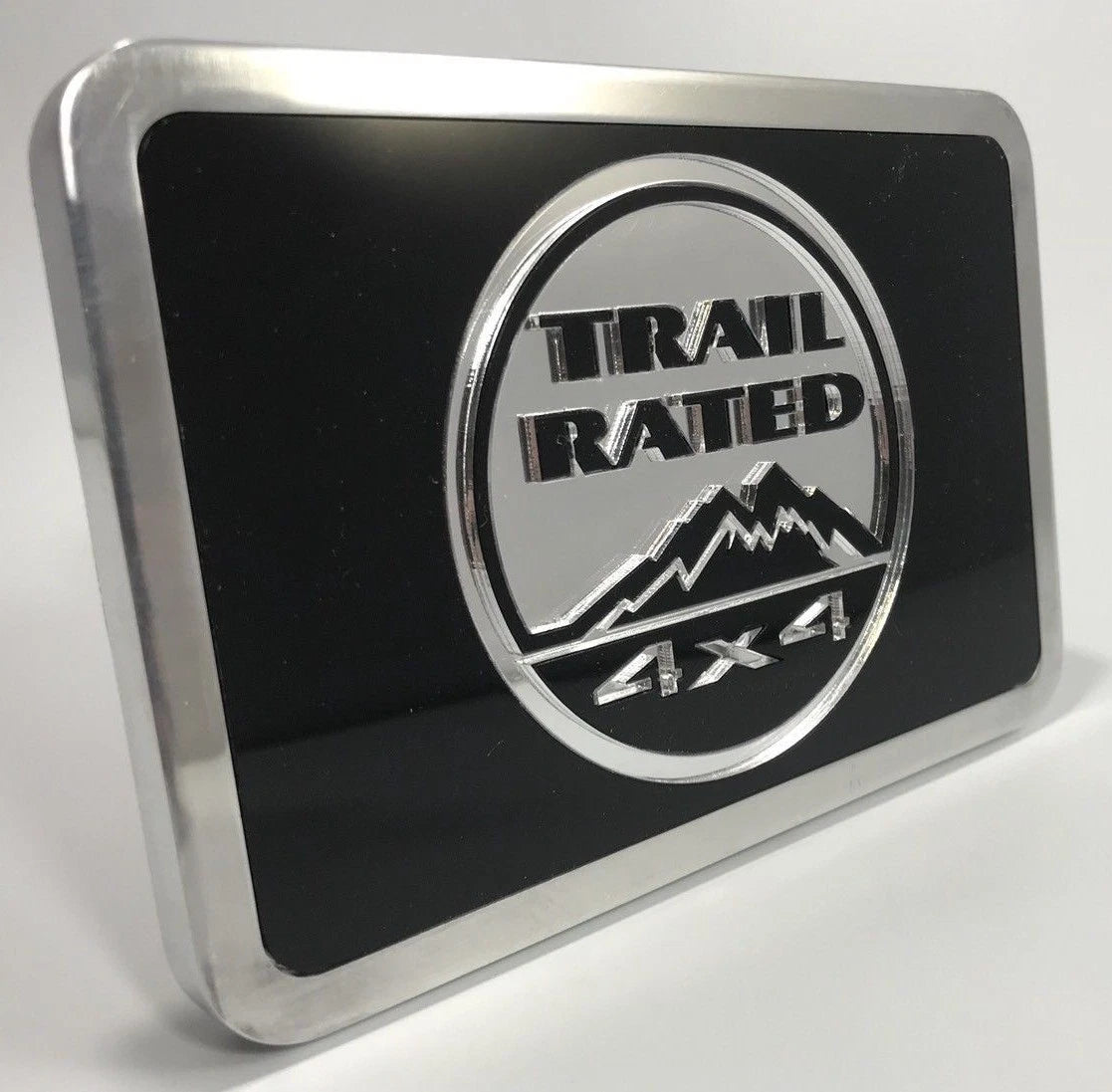 Tow Hitch Cover for Jeep Trail Rated Billet Aluminum Black Emblem (2015–2020)