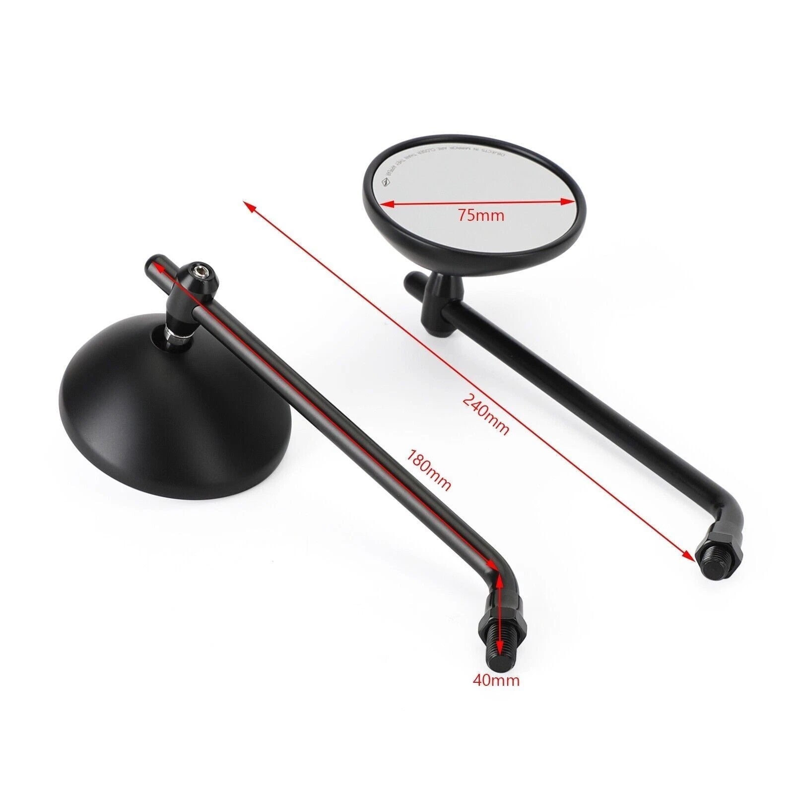 Classic Style Black Mirrors 10mm for Honda CB Shadow Cruiser (R/H)