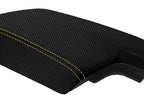 Console Armrest Cover for Subaru Crosstrek (2018–2020) Carbon Fiber Yellow Stitch