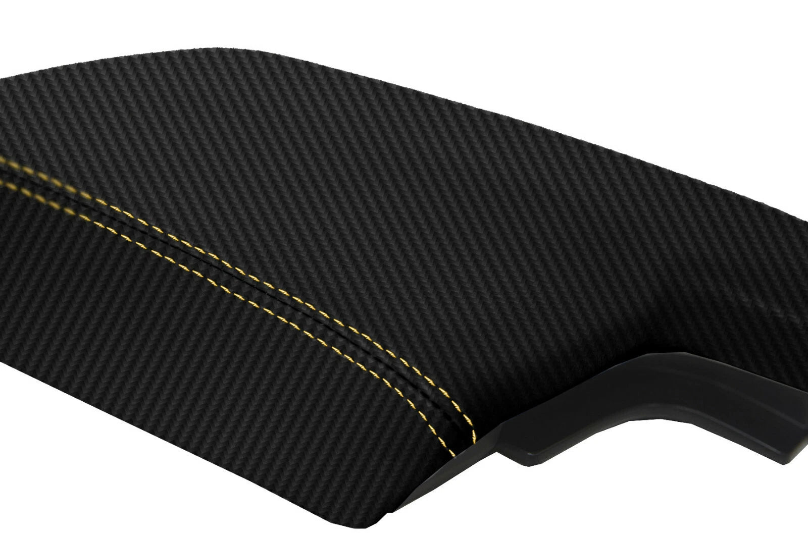 Console Armrest Cover for Subaru Crosstrek (2018–2020) Carbon Fiber Yellow Stitch