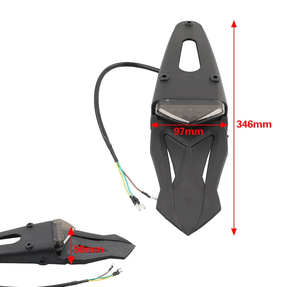 Rear Tail Light Brake Lamp for Off-Road Motocross Dirt Bike (Black & Red)