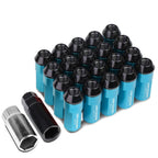 Set of 20 M12X1.5 Sky Blue Aluminum Lug Nuts with Caps for JDM Vehicles
