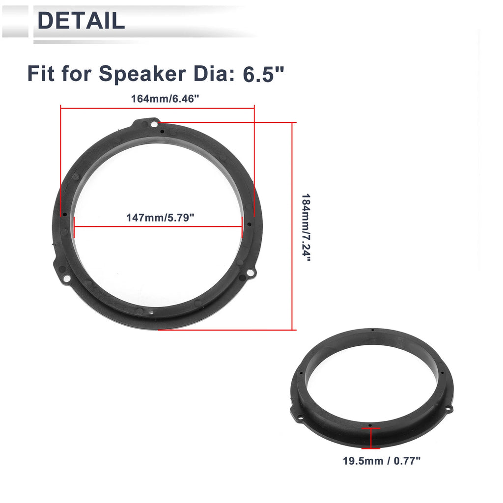 Set of 2 Speaker Spacer Rings for Ford Focus (6.5")