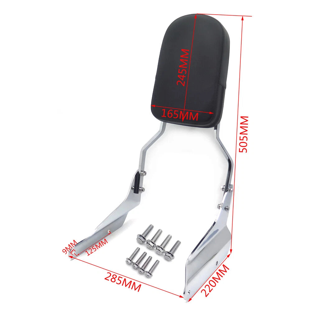 Chrome Flame Backrest Sissy Bar with Leather Pad for Honda Magna 750 (1994–2003)