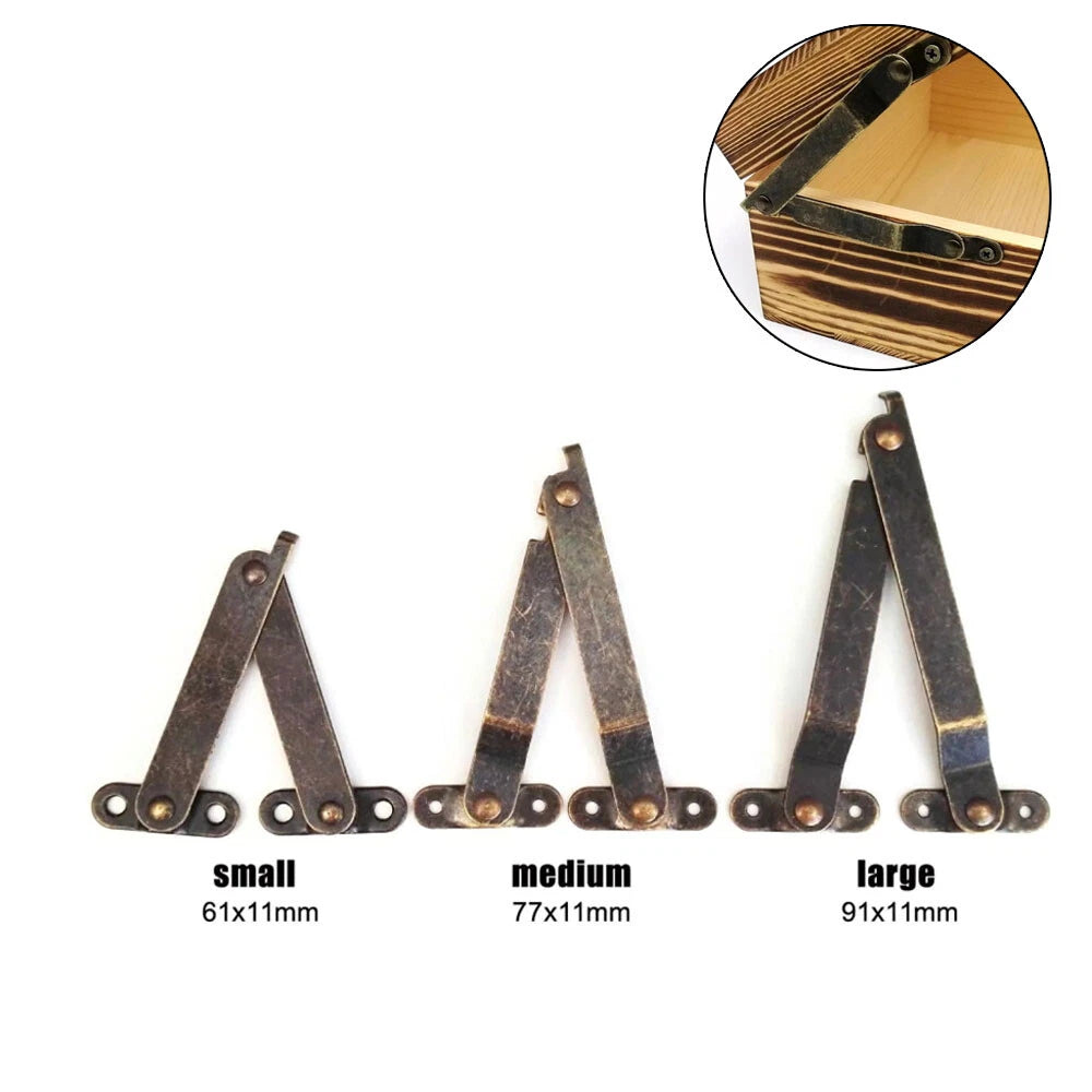 2X Wooden Box Lid Support Hinges for Jewelry Chest Wine Box