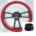 Steering Wheel 14 Inch Black Billet for Universal Fit (Fits Most Vehicles)