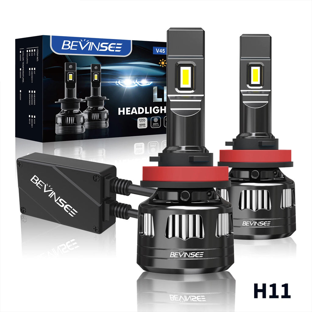 LED Headlight Bulbs Set of 2 for Bevinsee V45 H9 H11 H8 (6000K 22000LM 120W)