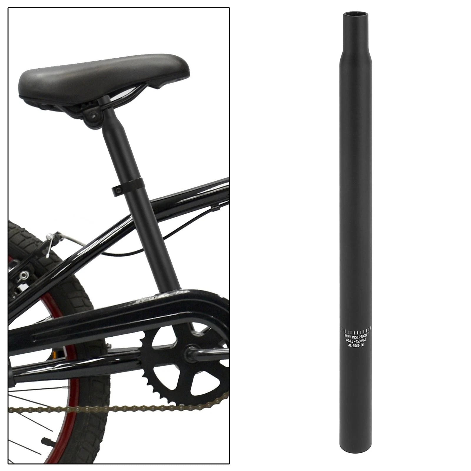 Bicycle Seat Post 28.6x450mm Aluminum Alloy Black for Universal Fit