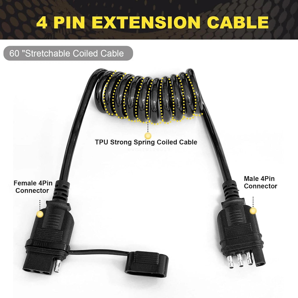 5 Feet Trailer Extension Cable 4 Pin Male Female Connector 18AWG
