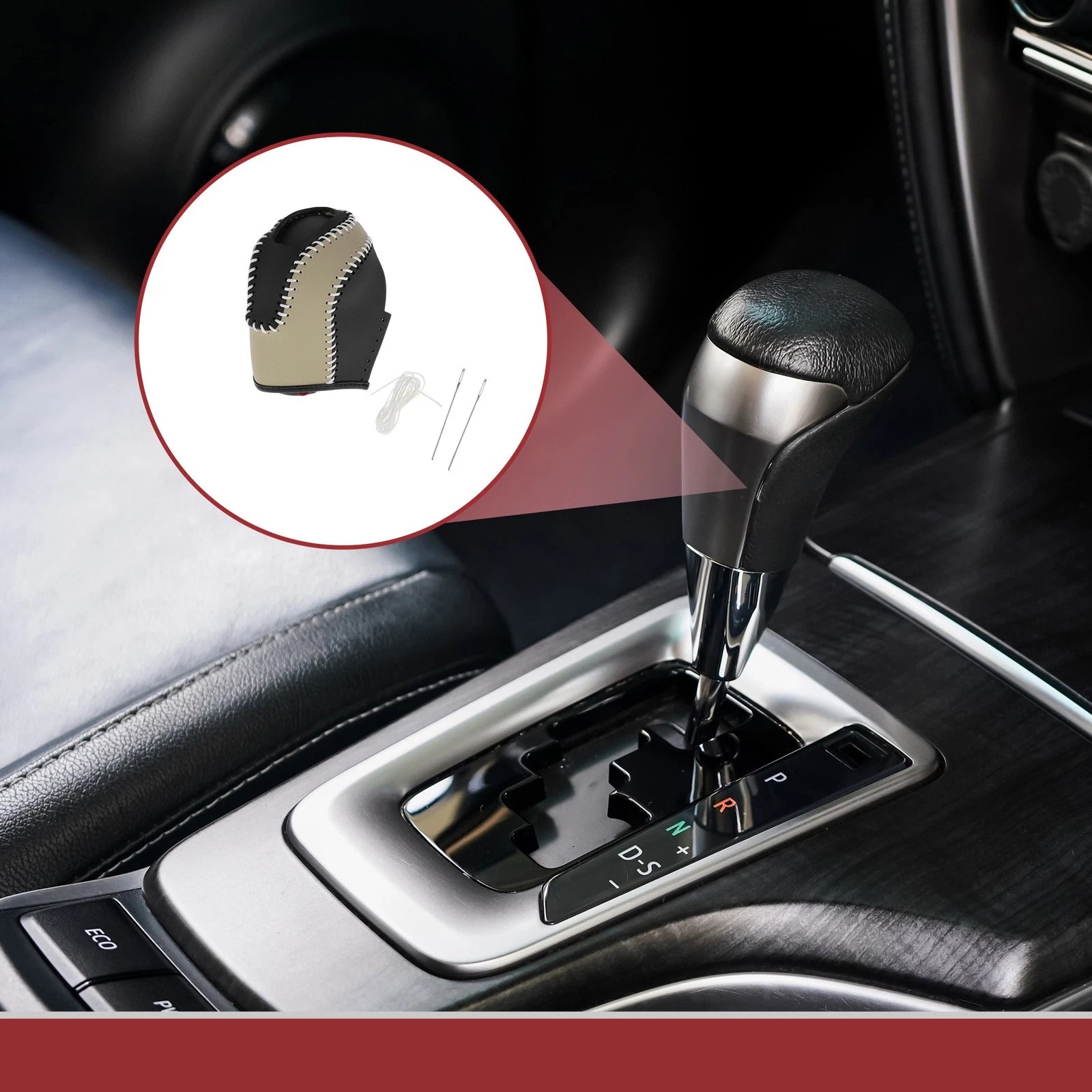 1Pc Gear Shift Knob Cover for Volkswagen Taos (2022–2023) Beige Black