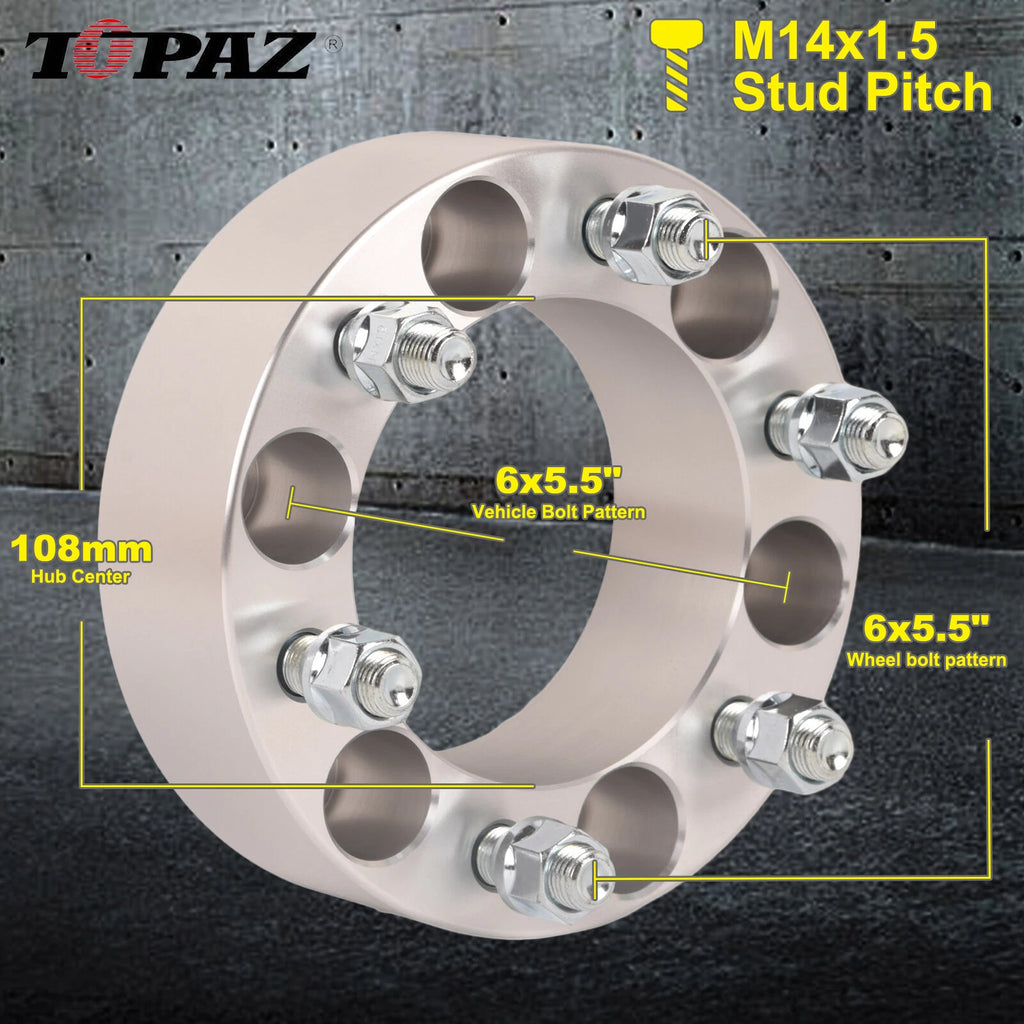 Set of 4 Wheel Spacer Adapters for Chevy GMC (6x5.5")