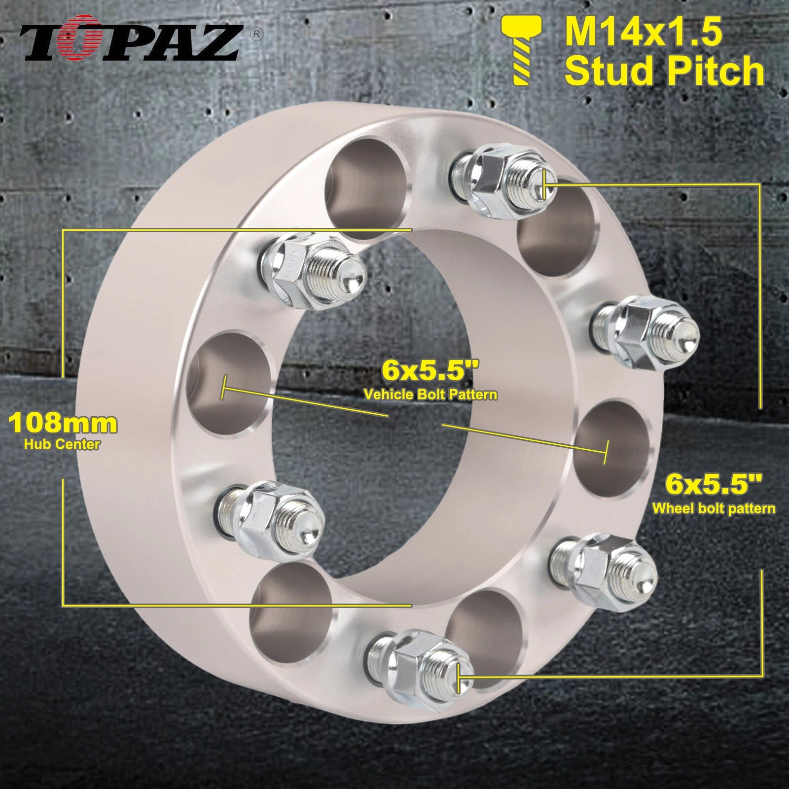 Set of 4 Wheel Spacer Adapters for Chevy GMC (6x5.5")