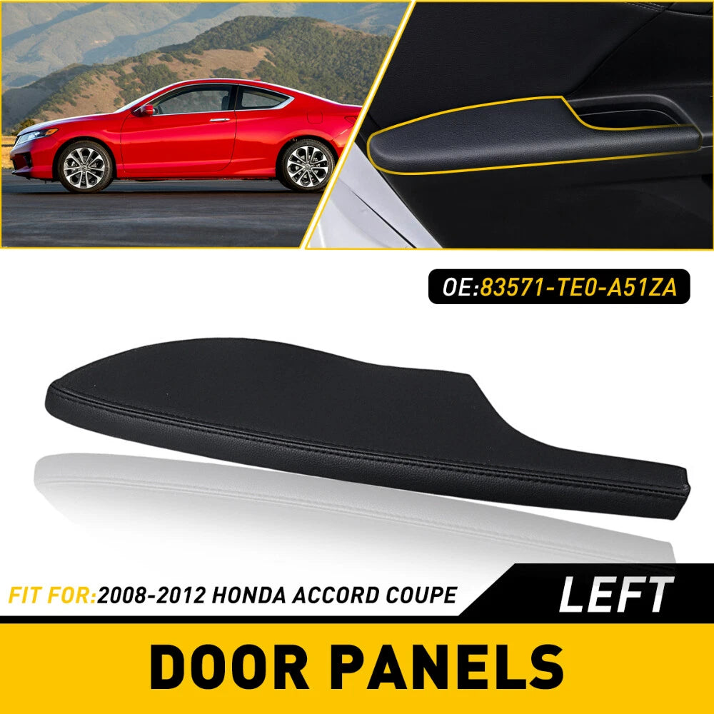 Driver Side Door Panel Armrest for Honda Accord Coupe (2008-2012) Leather Black
