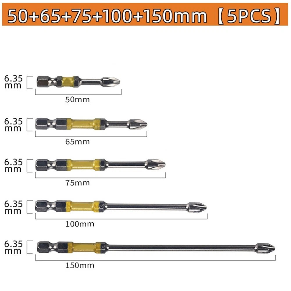 75mm PH2 Cross Screwdriver Bit 1/4 Hex Shank for Hand Electric Screwdrivers
