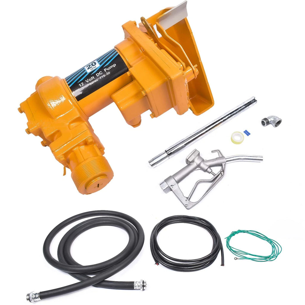 Fuel Transfer Pump 20GPM 12V with Nozzle Kit for Gasoline Diesel
