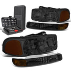 Smoked Amber Signal Headlights & Bumper Lamps for GMC Sierra (1999–2007)
