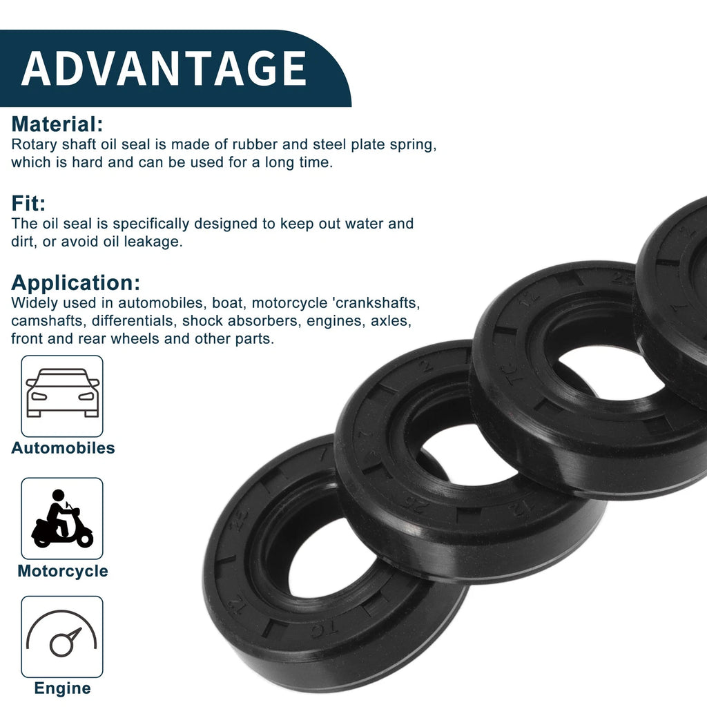 Set of 5 Oil Seal Rotary Shaft Seal NBR Rubber 12x25x7mm