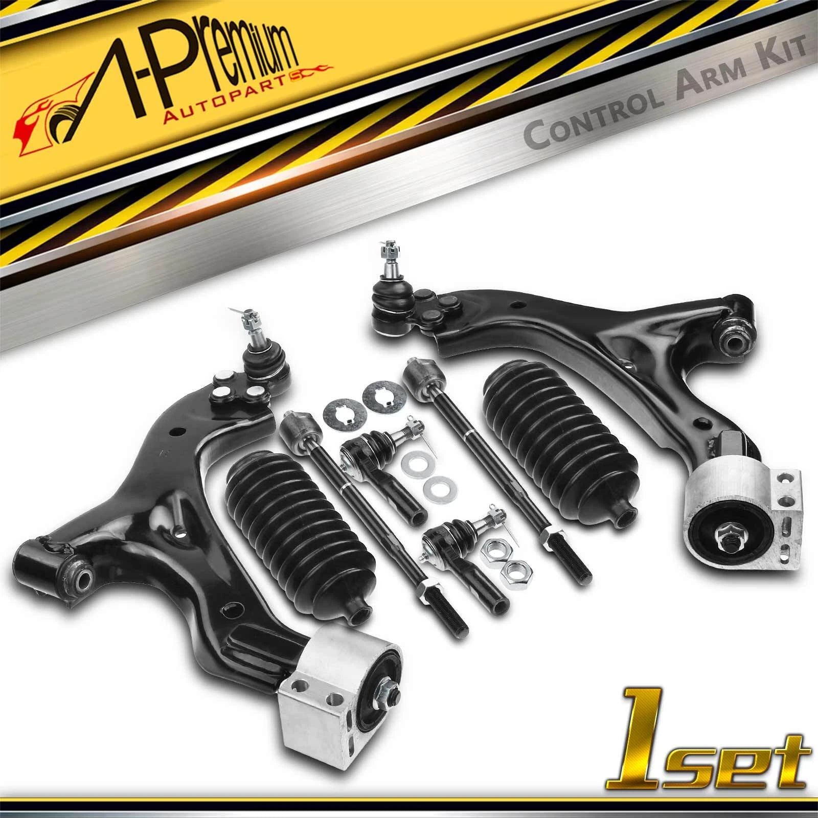 Set of 8 Control Arms & Tie Rod Ends for Chevy Equinox (2005–2010)