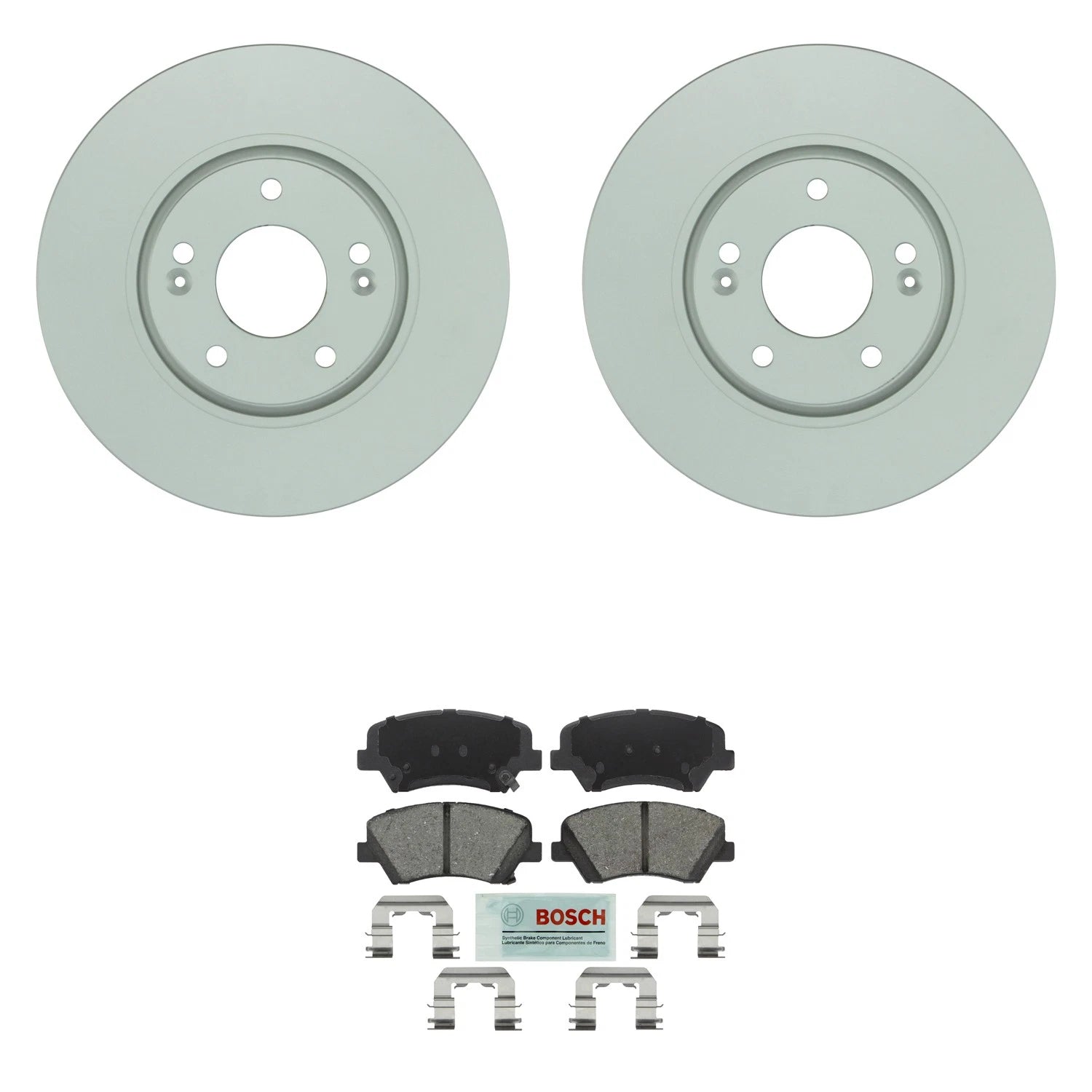 Set of 4 Bosch Front Rotors & Blue Ceramic Brake Pads for Forte5 SX (2014–2018)