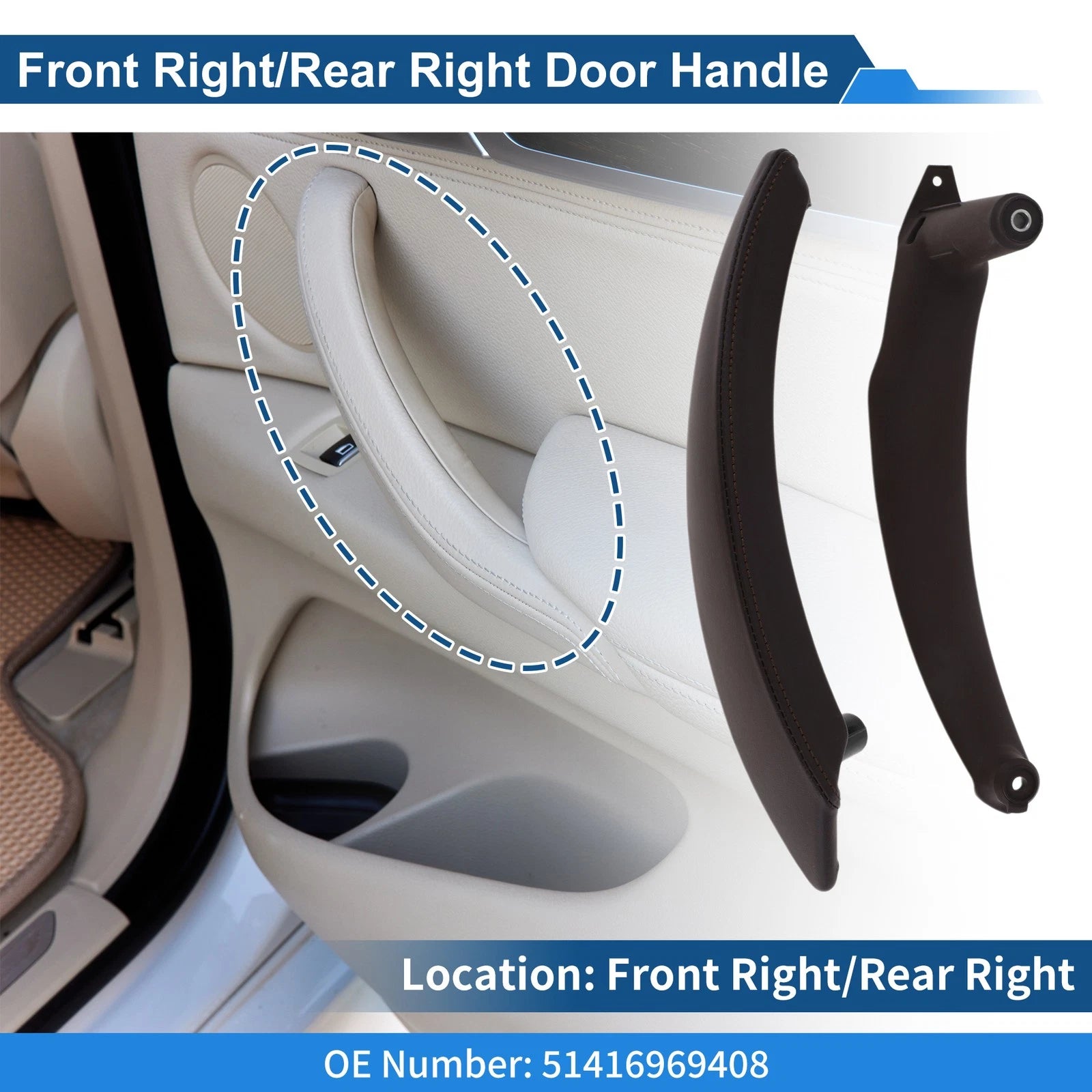 Inner Door Panel Handle for BMW X5 X6 E70 E71 E72 (2007–2013) No. 51416969408
