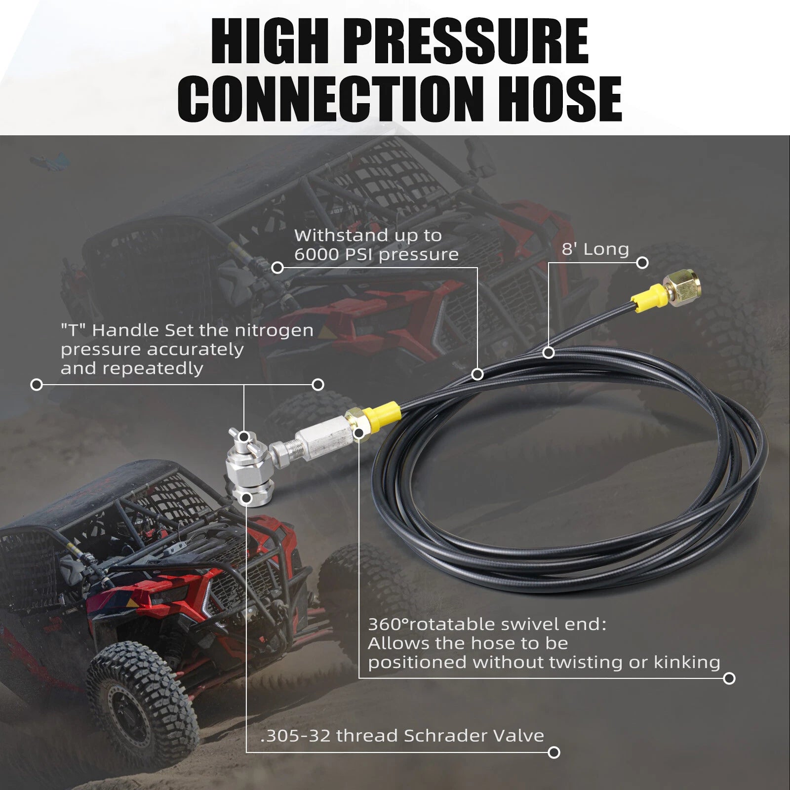 Nitrogen Regulator Shock Fill Tool Kit for ATV UTV (0-380 PSI)