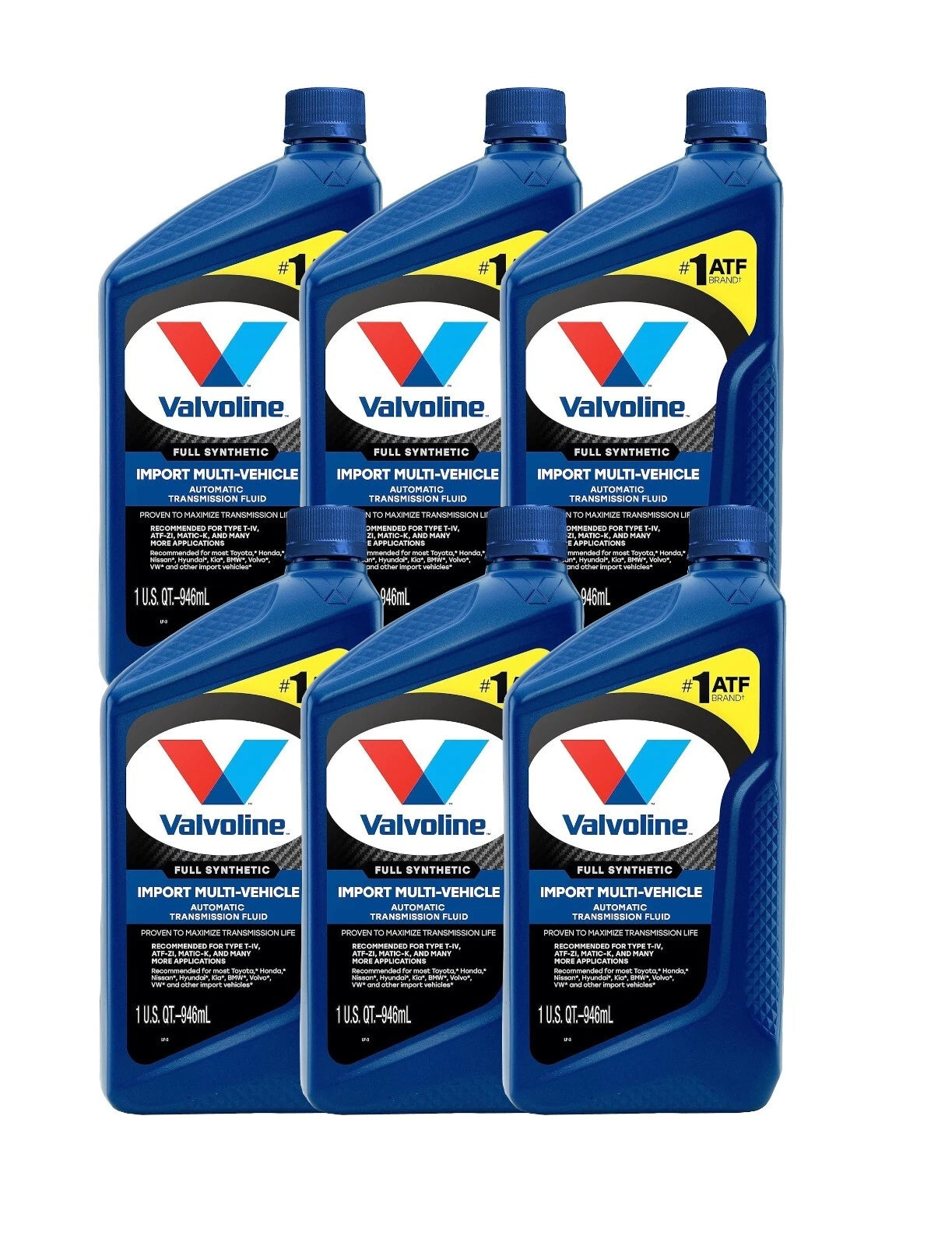 6 Quarts Import Multi-Vehicle ATF Full Synthetic Transmission Fluid Set 6 x 1 qt