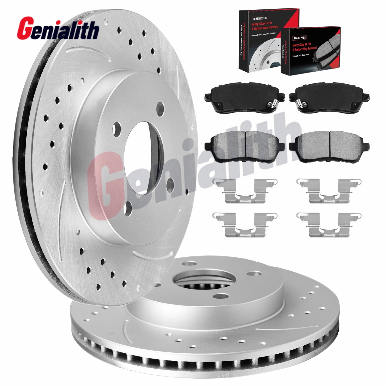 Front Disc Rotors Brake Pads Kit for Ford Fiesta (2011–2019) 10.16 Inch
