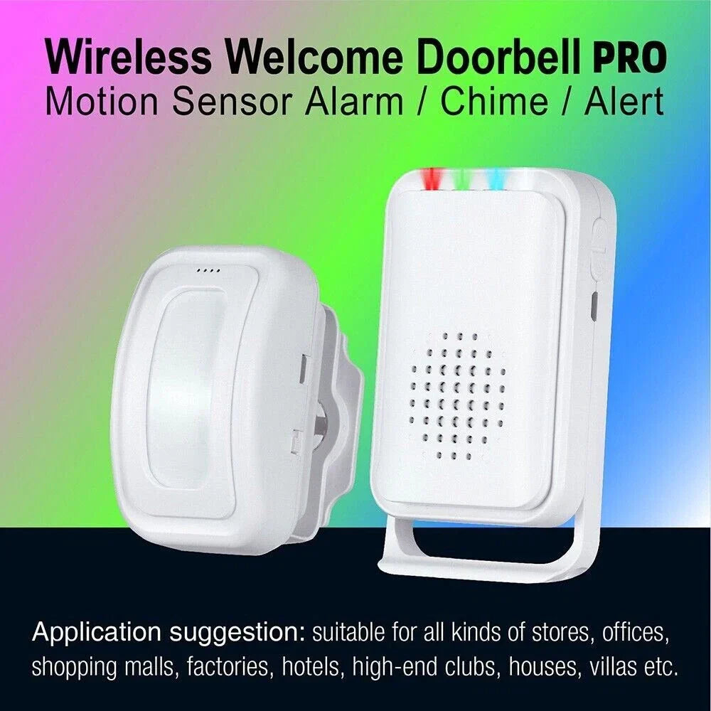 Wireless Motion Sensor Alarm Door Chime 1 x Detector & 1 x Receiver