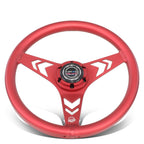 330mm 1" Dish Steering Wheel for NRG 3-Spoke (All Aluminum, Red)