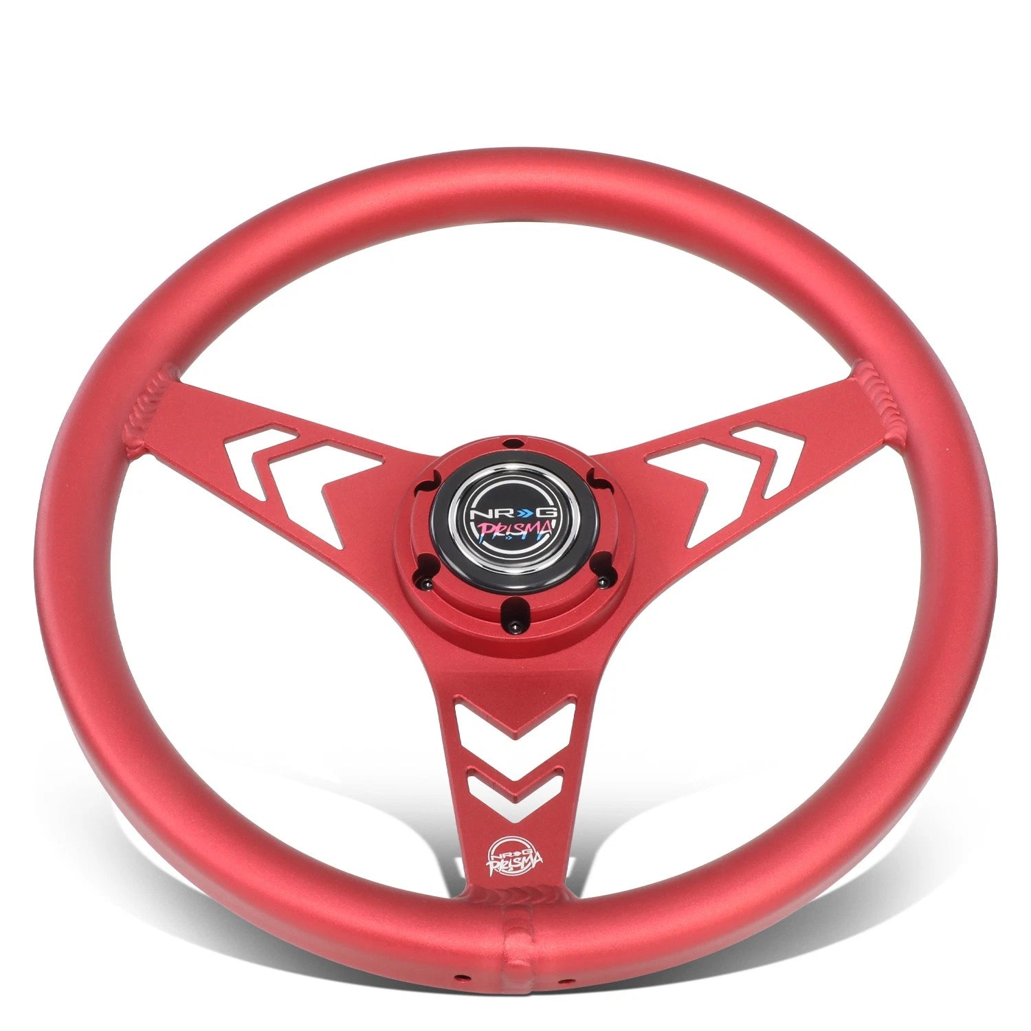 330mm 1" Dish Steering Wheel for NRG 3-Spoke (All Aluminum, Red)