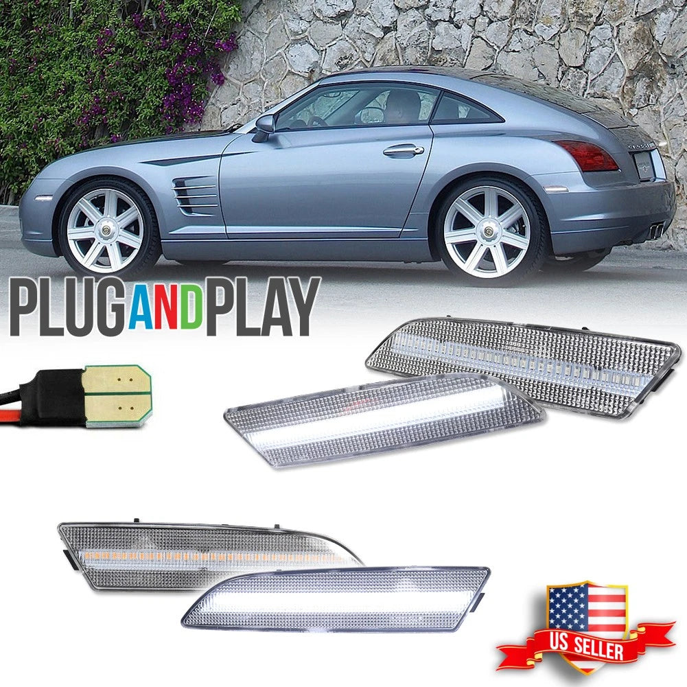Clear LED Side Marker Lights for Chrysler Crossfire (2004–2008)