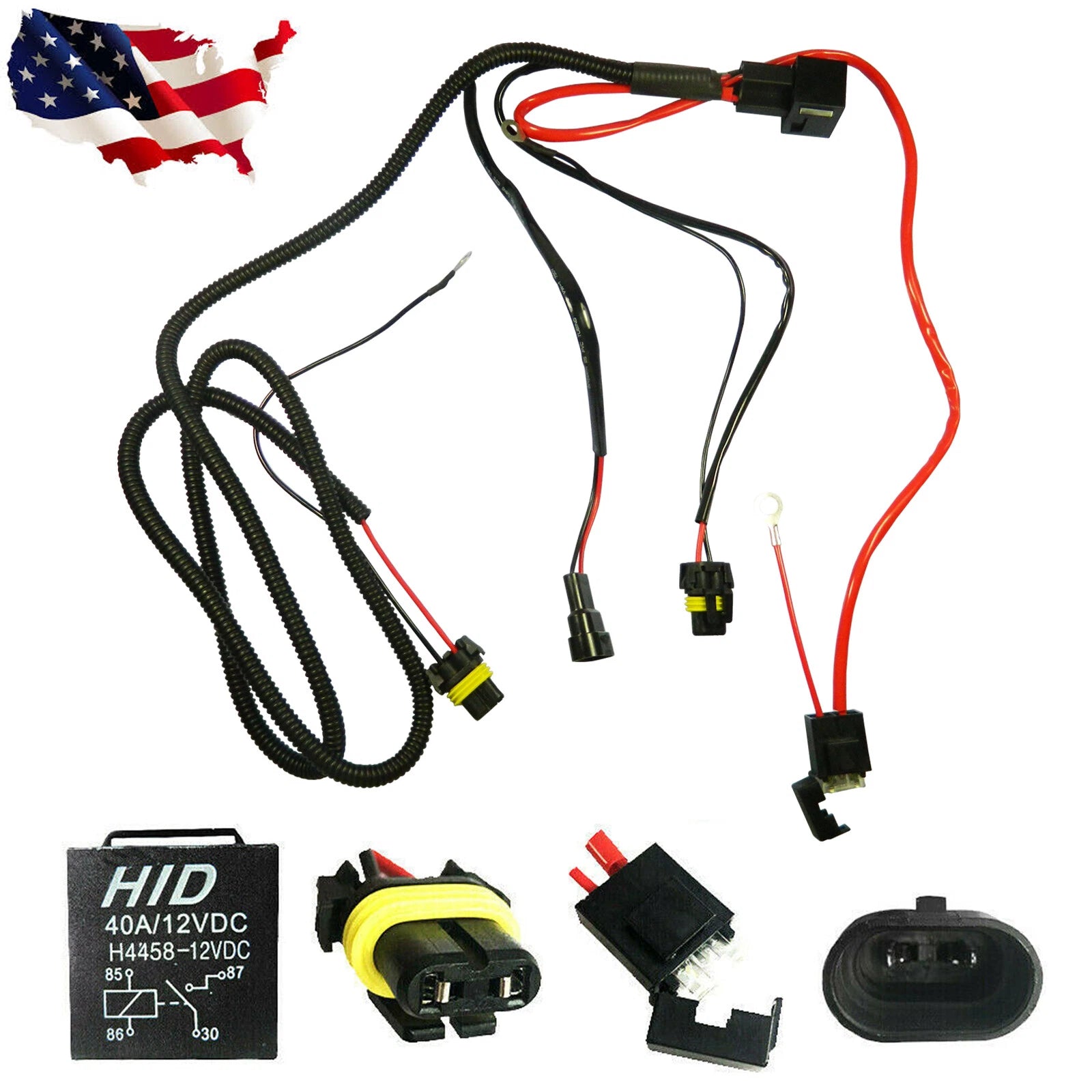 Relay Wiring Harness for HID Headlight DRL Conversion Adapter (9005–9006)