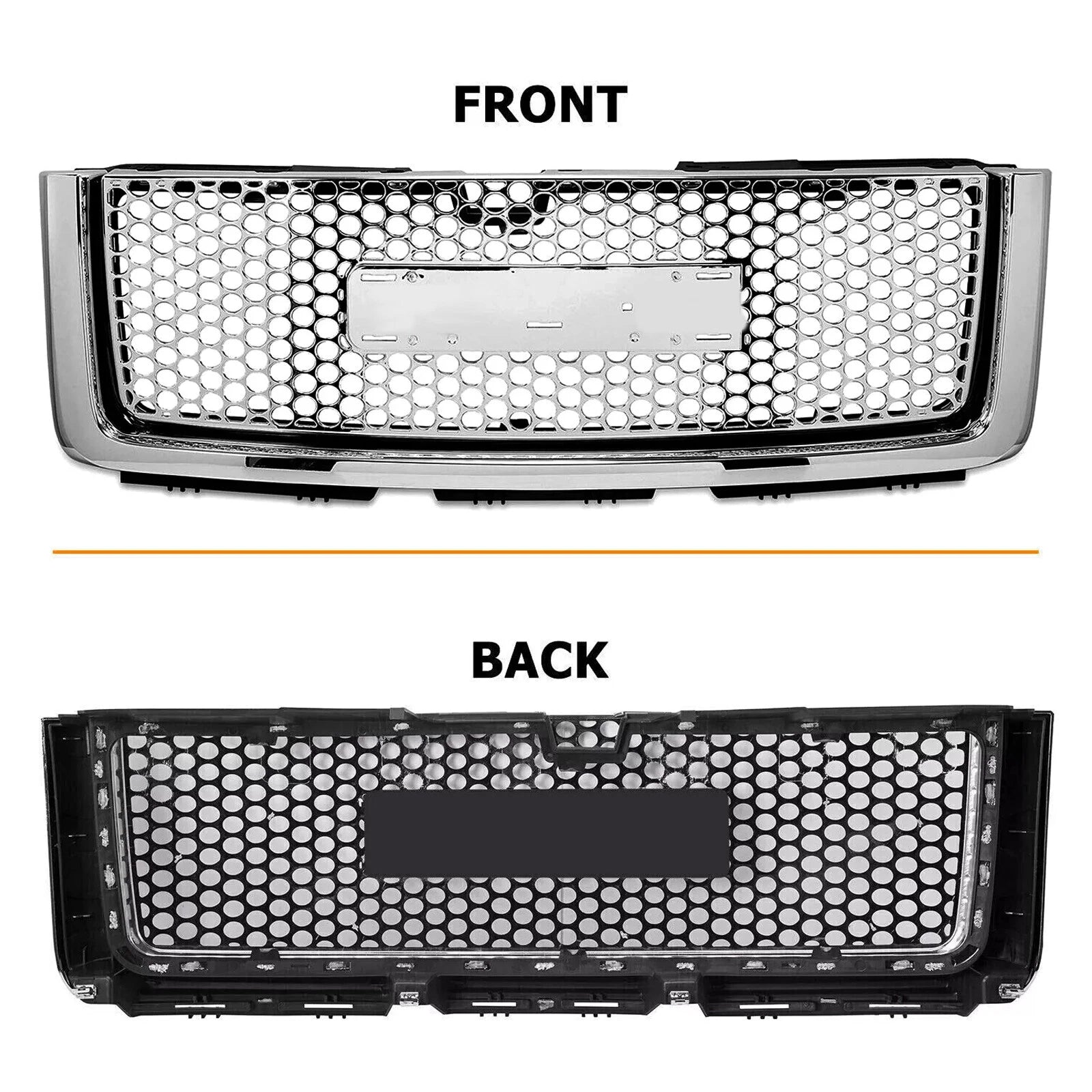 Front Upper Hood Grill Grille for GMC Sierra 1500 Denali (2007–2013)