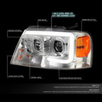 LED DRL Projector Headlight for Ford F150 Mark LT (2004–2008) Chrome/Amber